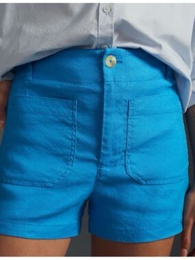 NWT Anthropologie Maeve The Colette Shorts: Linen Edition in Blue, size 32